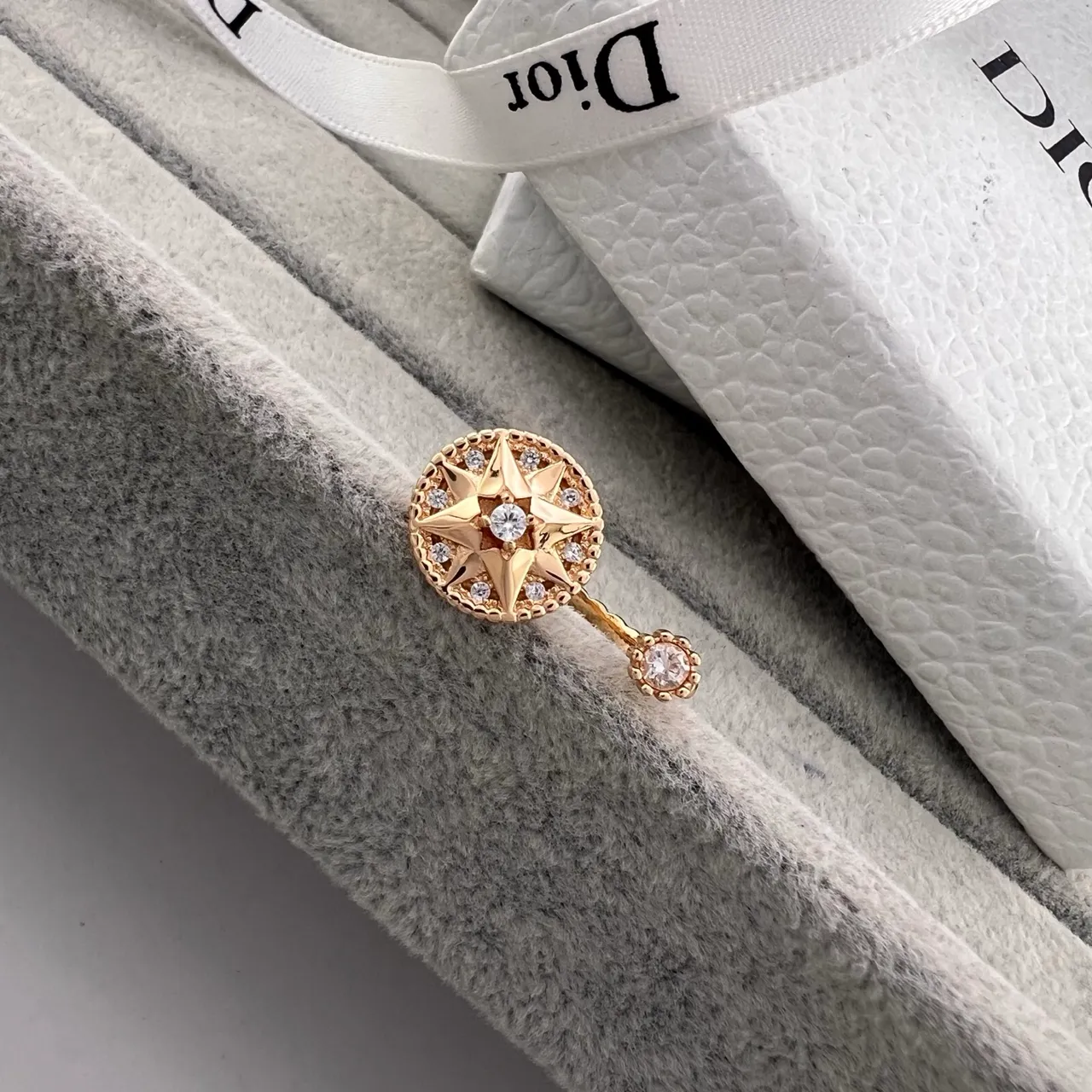 Dior Rose des Vents Gold Silver Open-Cuff Compass-Star Motif Ring 4