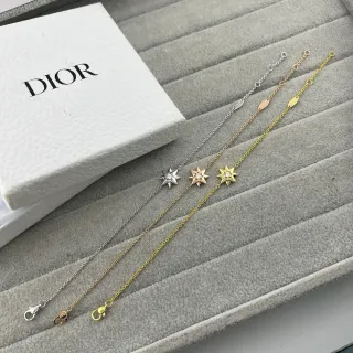 Dior Rose des Vents Argent Or Pendentif en Forme d'Étoile Pierre Centrale Unique Bracelet