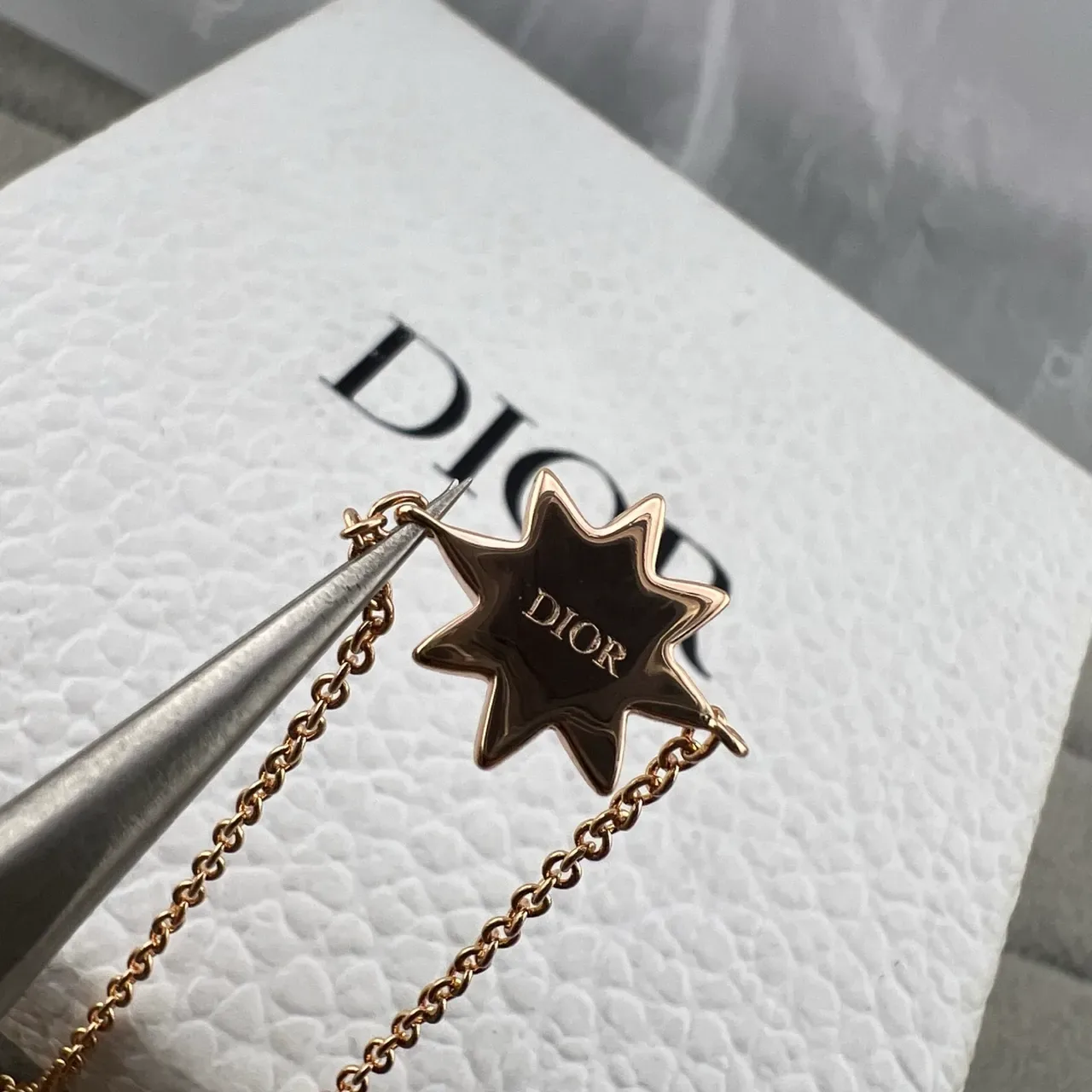 Dior Rose des Vents Silver Gold Star-Shaped Pendant Single Central Stone Bracelet 2