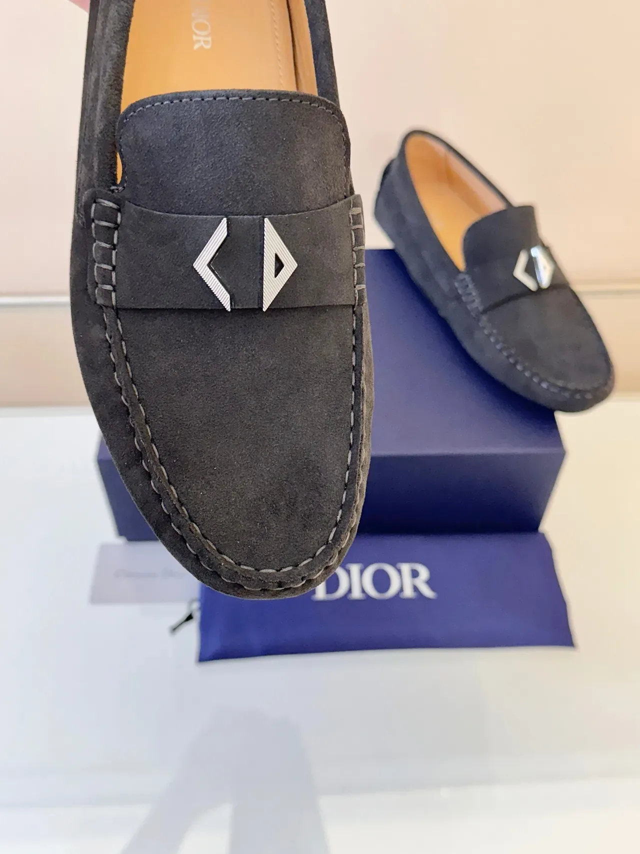 Dior Saddle Loafer Dark Gray Suede Loafers 3
