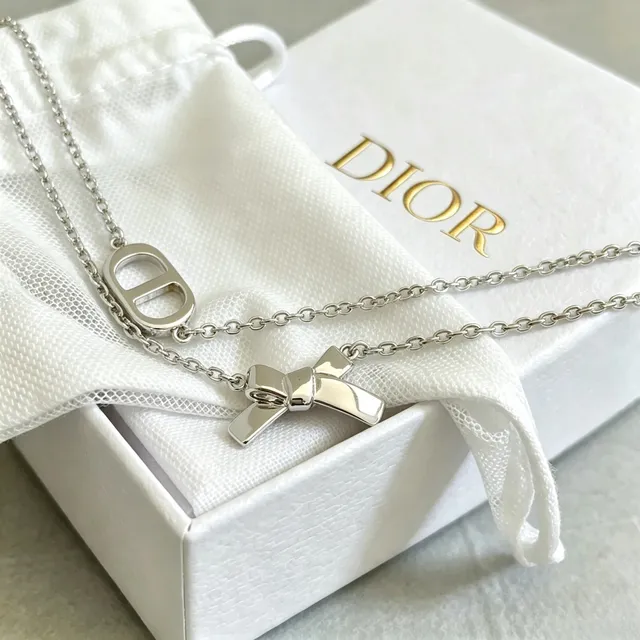 Dior Silver White Double-Chain Crystal-Embellished CD Logo Bracelet 3