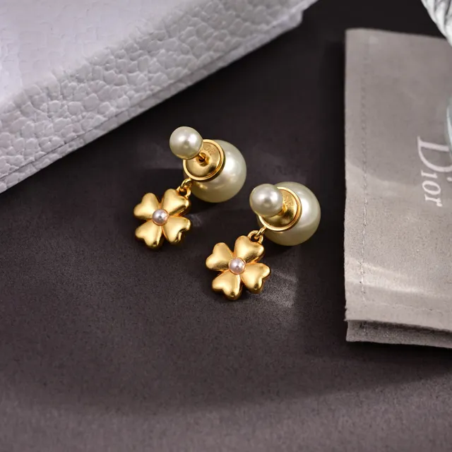 Dior Tribales Gold-Tone and White Pearl Flower Earrings 4