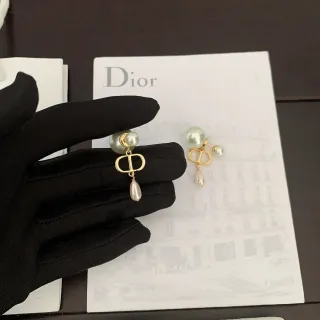 Dior Tribales Gold-Tone Double Pearl Dangle Earrings