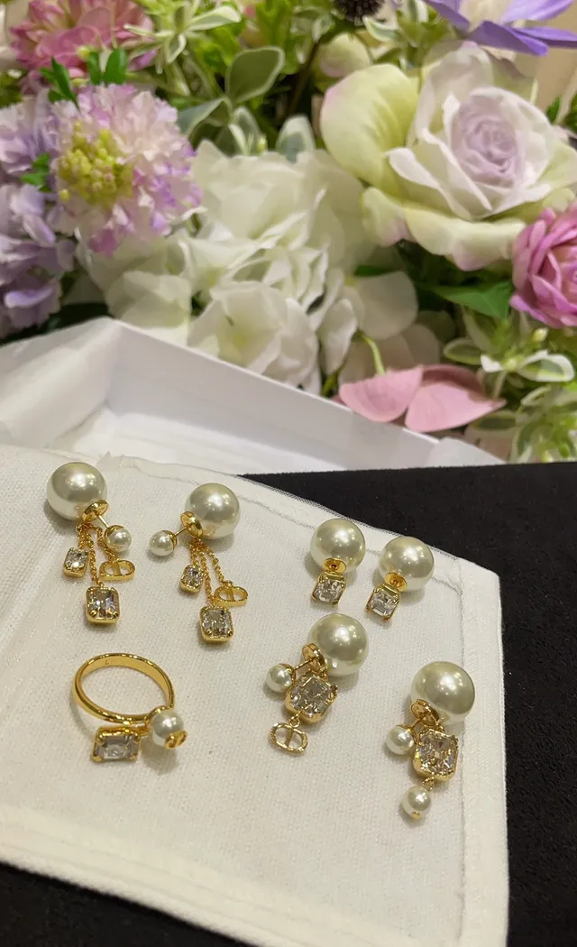 Dior Tribales Gold White Pearl-Stud Dual-Chain Drop Earrings 4