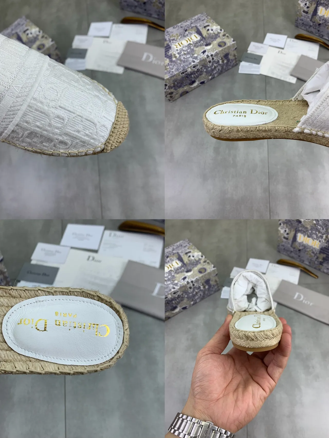 Dior White Jacquard Espadrille Slipper 2