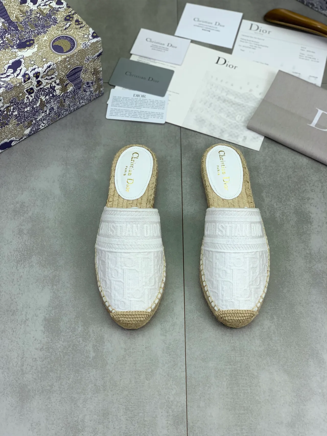 Dior White Jacquard Espadrille Slipper 4