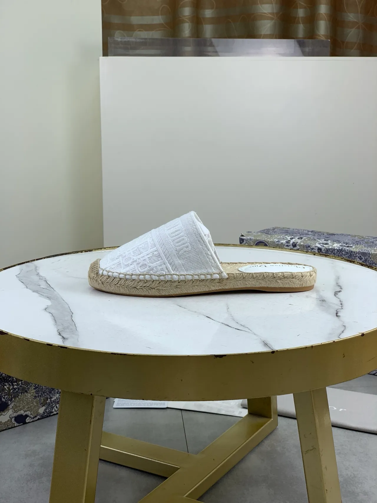 Dior White Jacquard Espadrille Slipper 5