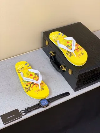 Dolce & Gabbana Pantoufles à Impressions Graphiques Jaunes 7