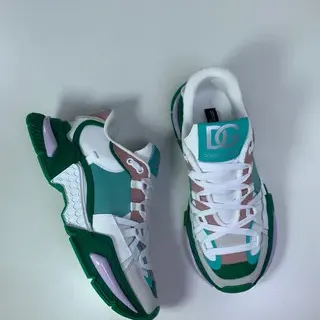 Dolce & Gabbana Green Multicolor Sole Multi-Color Panelled Upper Chunky Sneakers