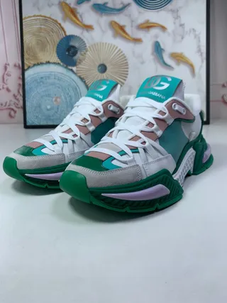 Dolce & Gabbana Sola Verde Multicolor Sola Multicolor Painelada Superior Tênis Chunky Sneakers 2