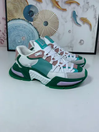 Dolce & Gabbana Sola Verde Multicolor Sola Multicolor Painelada Superior Tênis Chunky Sneakers 7