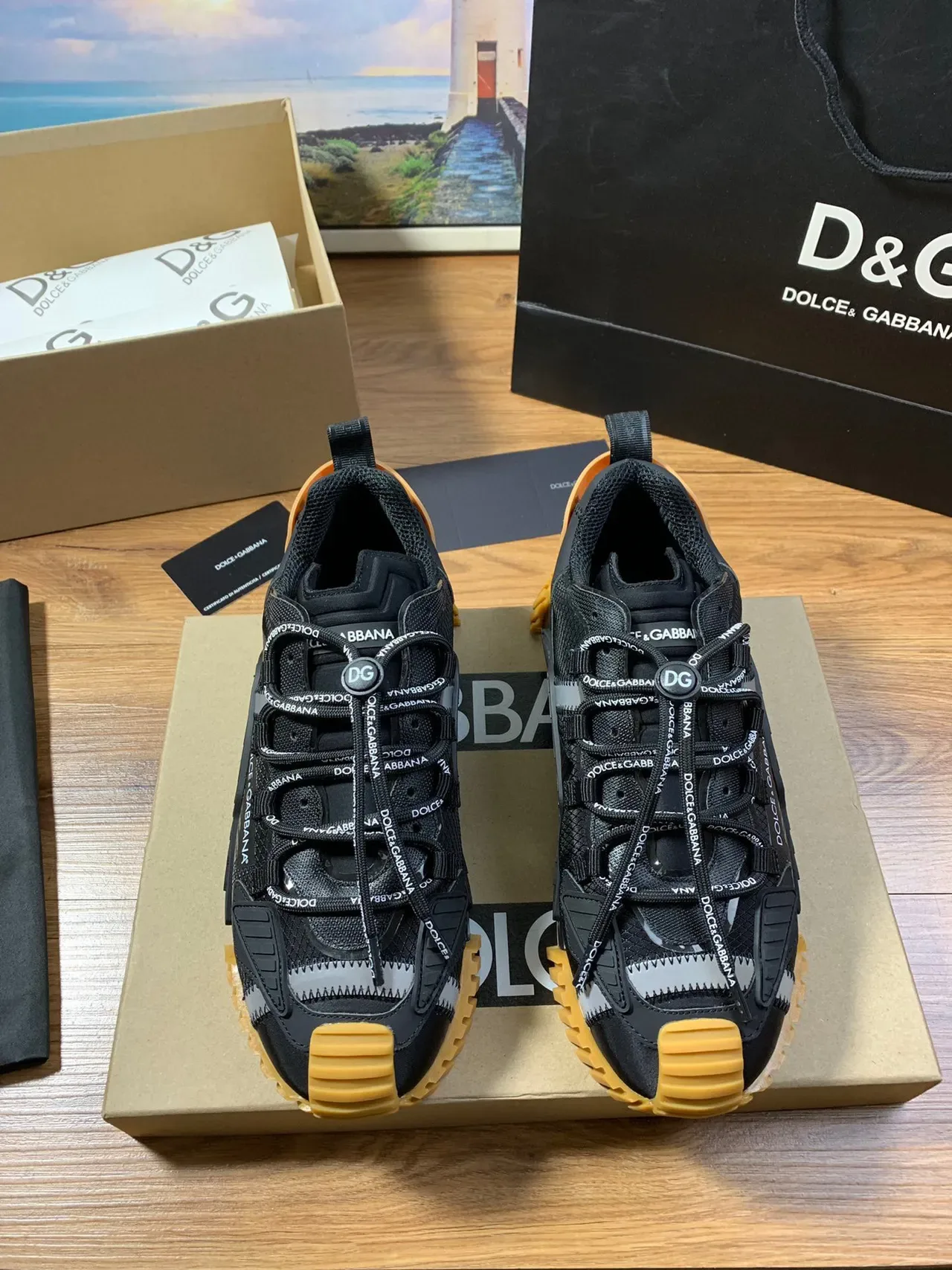 Dolce & Gabbana NS1 Sneakers Lifestyle Noir et Moutarde 8