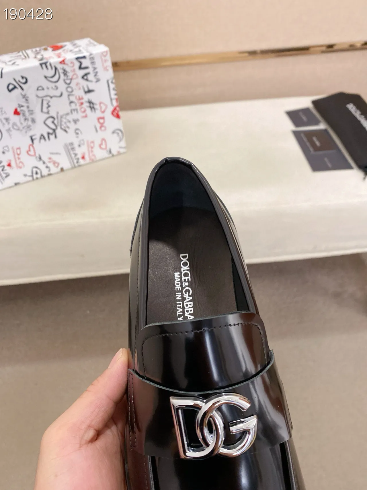 Dolce & Gabbana Portofino Mocassin Cuir Noir Poli 5