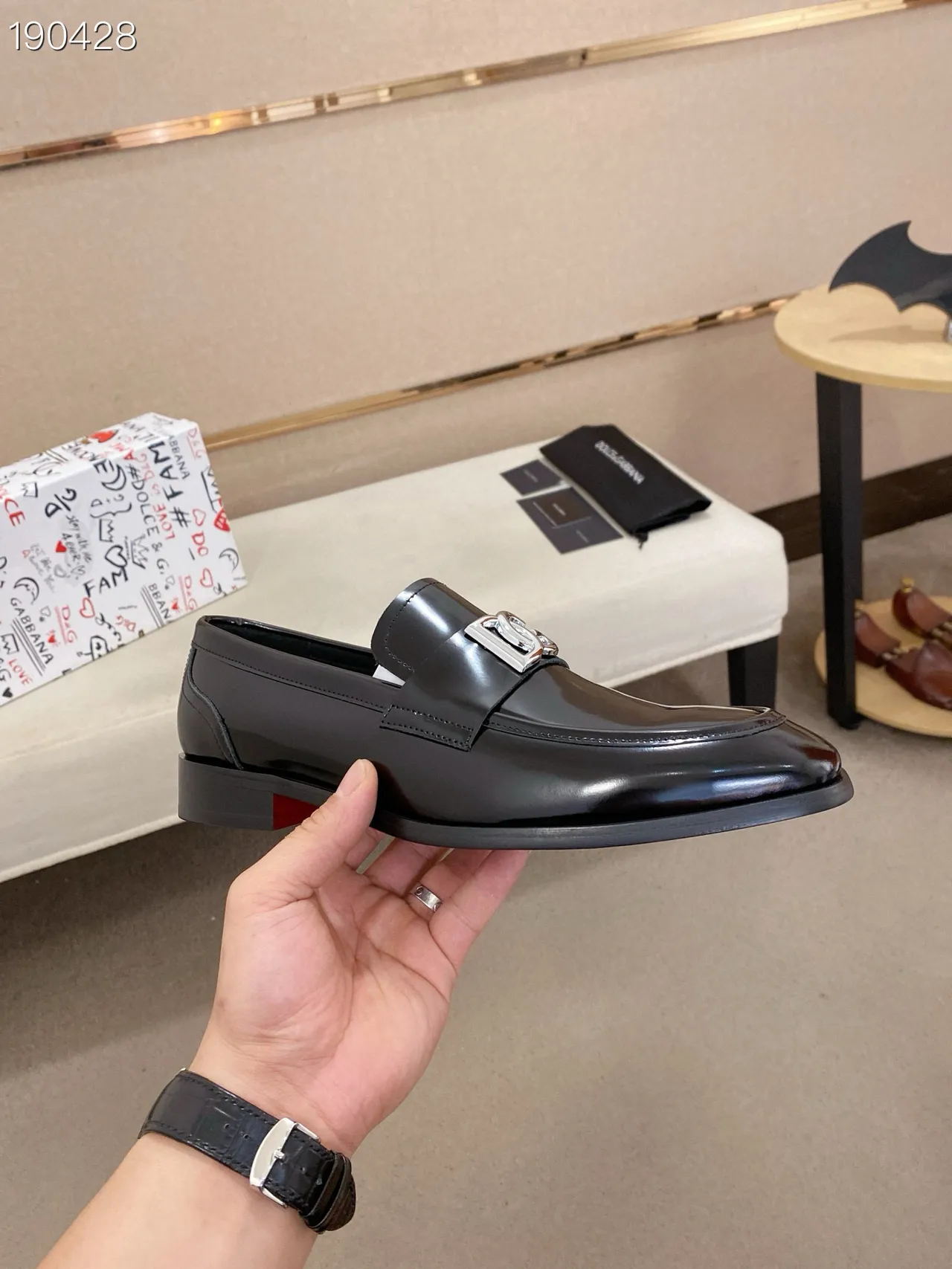 Dolce & Gabbana Portofino Mocassin Cuir Noir Poli 7