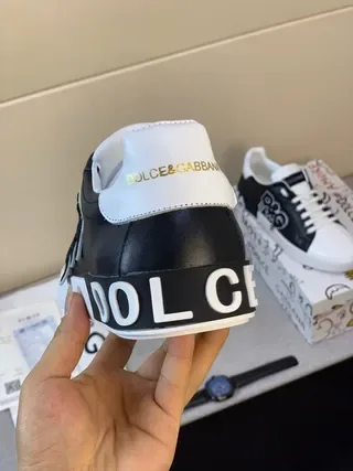 Dolce & Gabbana Portofino Tênis lifestyle pretos e brancos low-top color-block 2