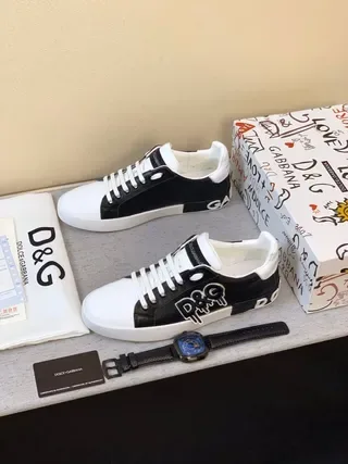 Dolce & Gabbana Portofino Tênis lifestyle pretos e brancos low-top color-block 3