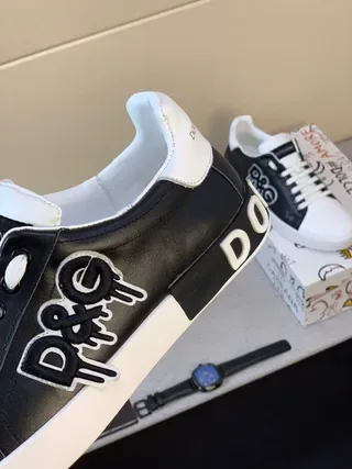 Dolce & Gabbana Portofino Tênis lifestyle pretos e brancos low-top color-block 4
