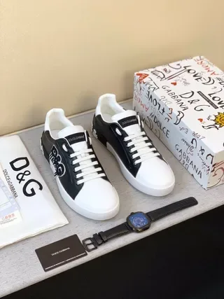 Dolce & Gabbana Portofino Tênis lifestyle pretos e brancos low-top color-block 9