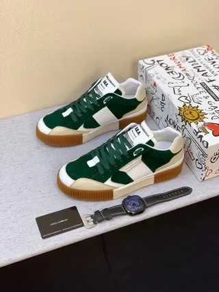 Dolce & Gabbana Portofino Vert Blanc Crème Sneakers Lifestyle 2