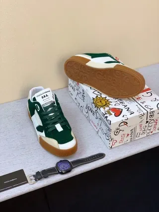 Dolce & Gabbana Portofino Vert Blanc Crème Sneakers Lifestyle 3