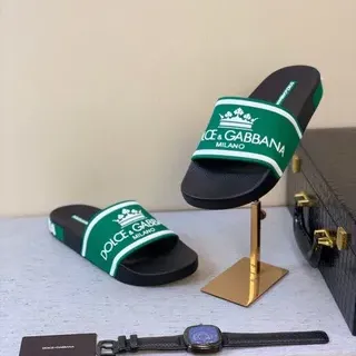 Dolce & Gabbana Portofino Slide شبشب أسود وأخضر