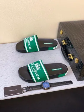 Dolce & Gabbana Portofino Slide mules noires et verts 6
