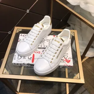 Dolce & Gabbana Portofino White and Gold Lifestyle Sneakers