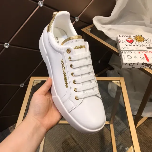 Dolce & Gabbana Portofino Tênis Lifestyle Brancos e Dourados 2