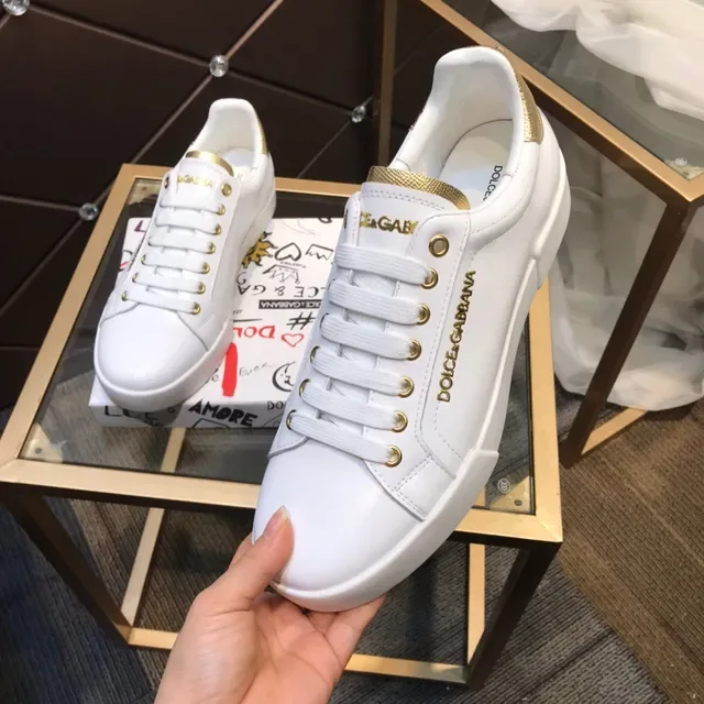 Dolce & Gabbana Portofino Tênis Lifestyle Brancos e Dourados 3