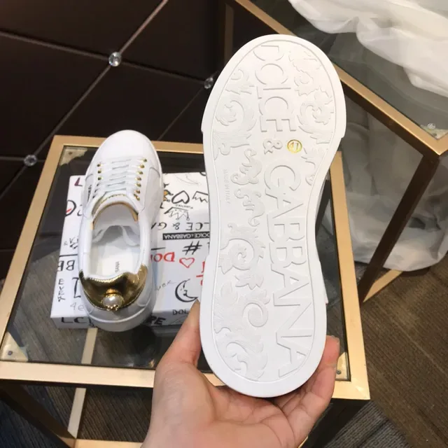 Dolce & Gabbana Portofino Tênis Lifestyle Brancos e Dourados 4
