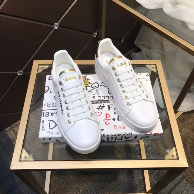 Dolce & Gabbana Portofino Tênis Lifestyle Brancos e Dourados 7