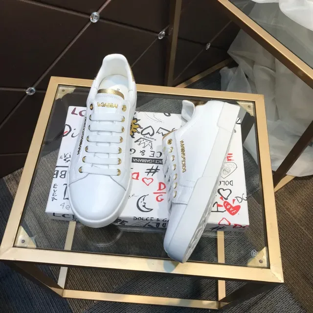 Dolce & Gabbana Portofino Tênis Lifestyle Brancos e Dourados 8