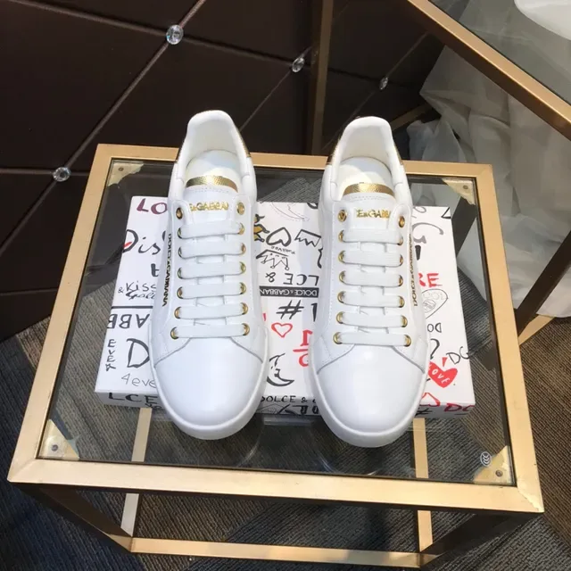 Dolce & Gabbana Portofino Tênis Lifestyle Brancos e Dourados 9