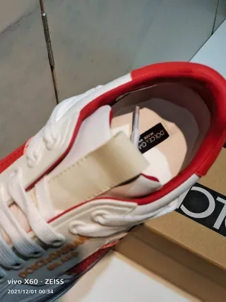 Dolce & Gabbana Portofino Blanc Rouge Semelle intermédiaire multicouche Détail de lanière latérale Chaussures lifestyle 2