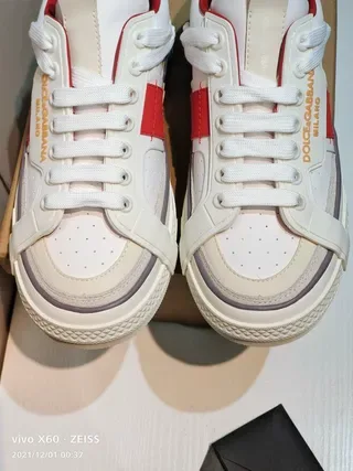 Dolce & Gabbana Portofino Blanc Rouge Semelle intermédiaire multicouche Détail de lanière latérale Chaussures lifestyle 5