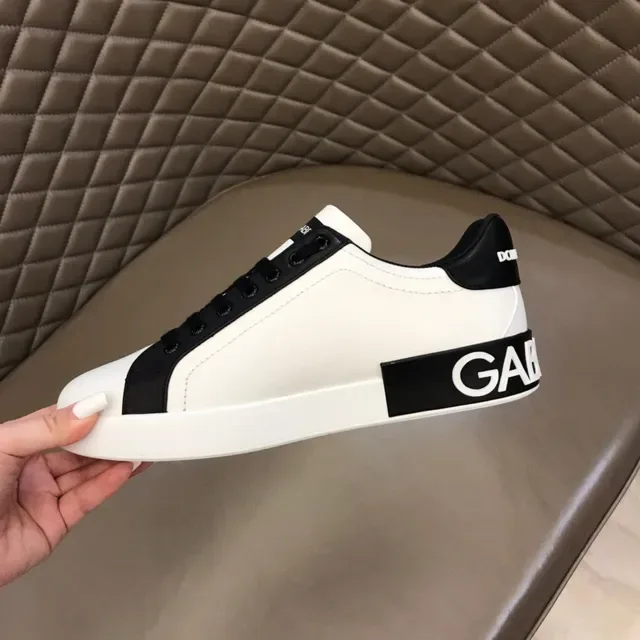 Dolce & Gabbana Brancas Pretas Low-Top Gráfico-Logo Estilo de Vida Tênis 3