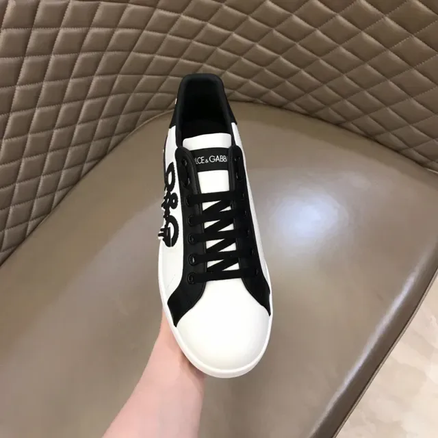 Dolce & Gabbana Brancas Pretas Low-Top Gráfico-Logo Estilo de Vida Tênis 4