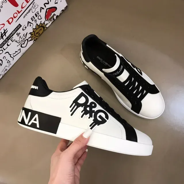 Dolce & Gabbana Brancas Pretas Low-Top Gráfico-Logo Estilo de Vida Tênis 6