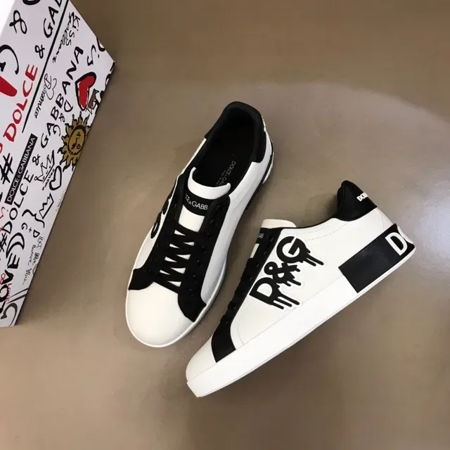 Dolce & Gabbana Brancas Pretas Low-Top Gráfico-Logo Estilo de Vida Tênis 8
