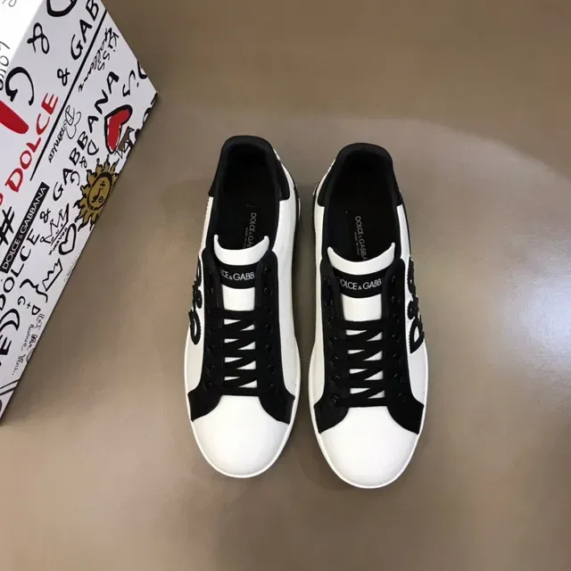 Dolce & Gabbana Brancas Pretas Low-Top Gráfico-Logo Estilo de Vida Tênis 9