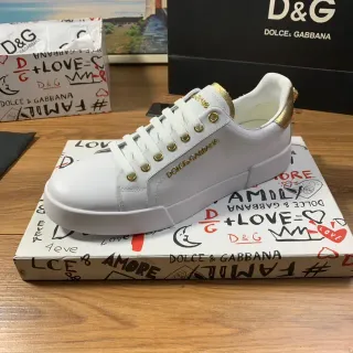 Dolce & Gabbana White Gold Leather Upper Hardware Lifestyle Sneakers