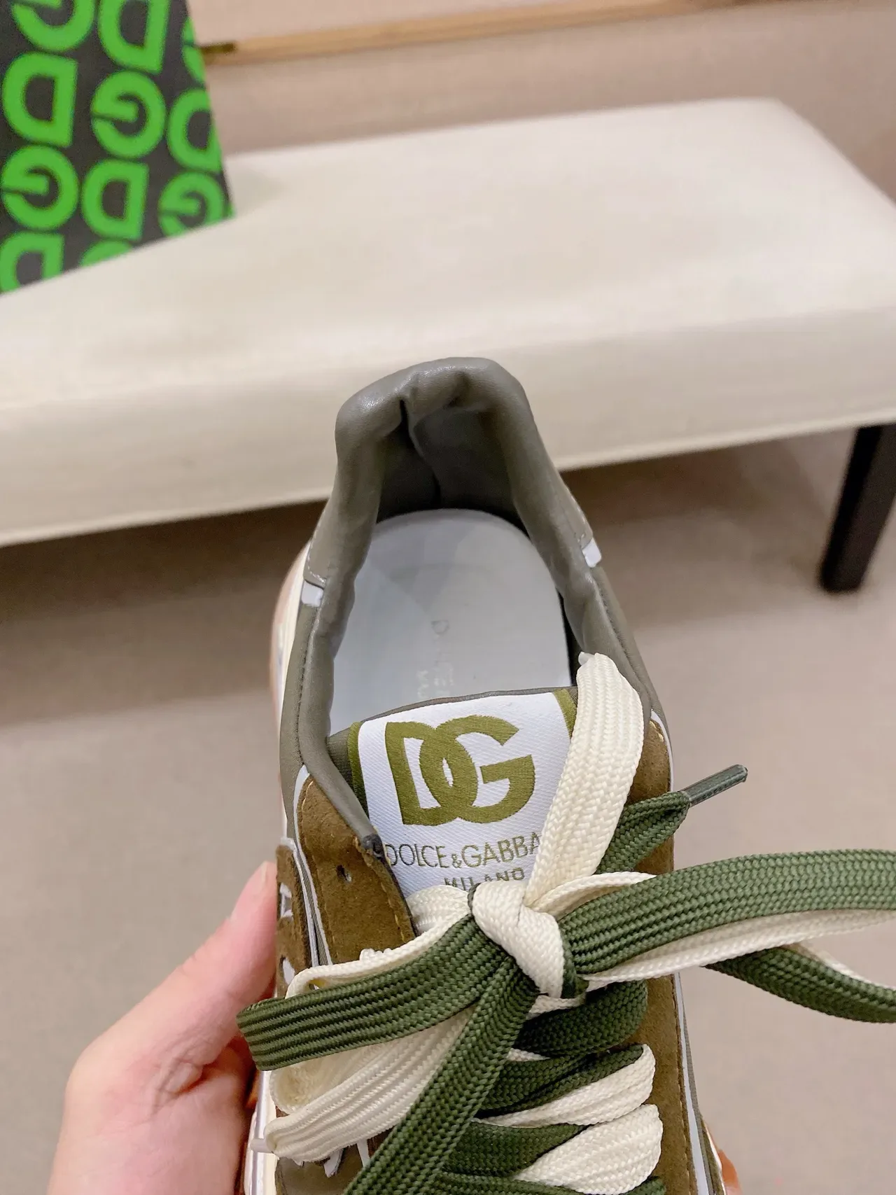 Dolce & Gabbana Sneakers Chunky Army Green Semelle Marron Matière Supérieure Mixte 4