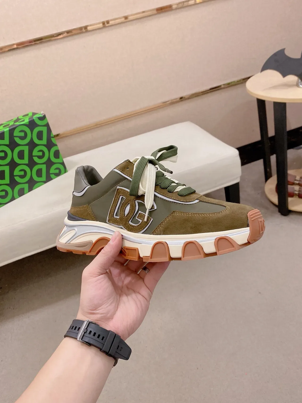 Dolce & Gabbana Sneakers Chunky Army Green Semelle Marron Matière Supérieure Mixte 5