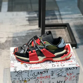 Dolce & Gabbana 黑色红色多条带混合闭合模具塑料扣带厚底鞋