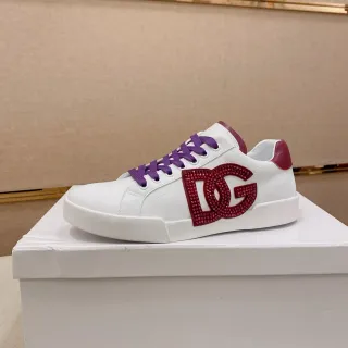 Dolce & Gabbana DG Logo 白色紫色品红色生活方式运动鞋