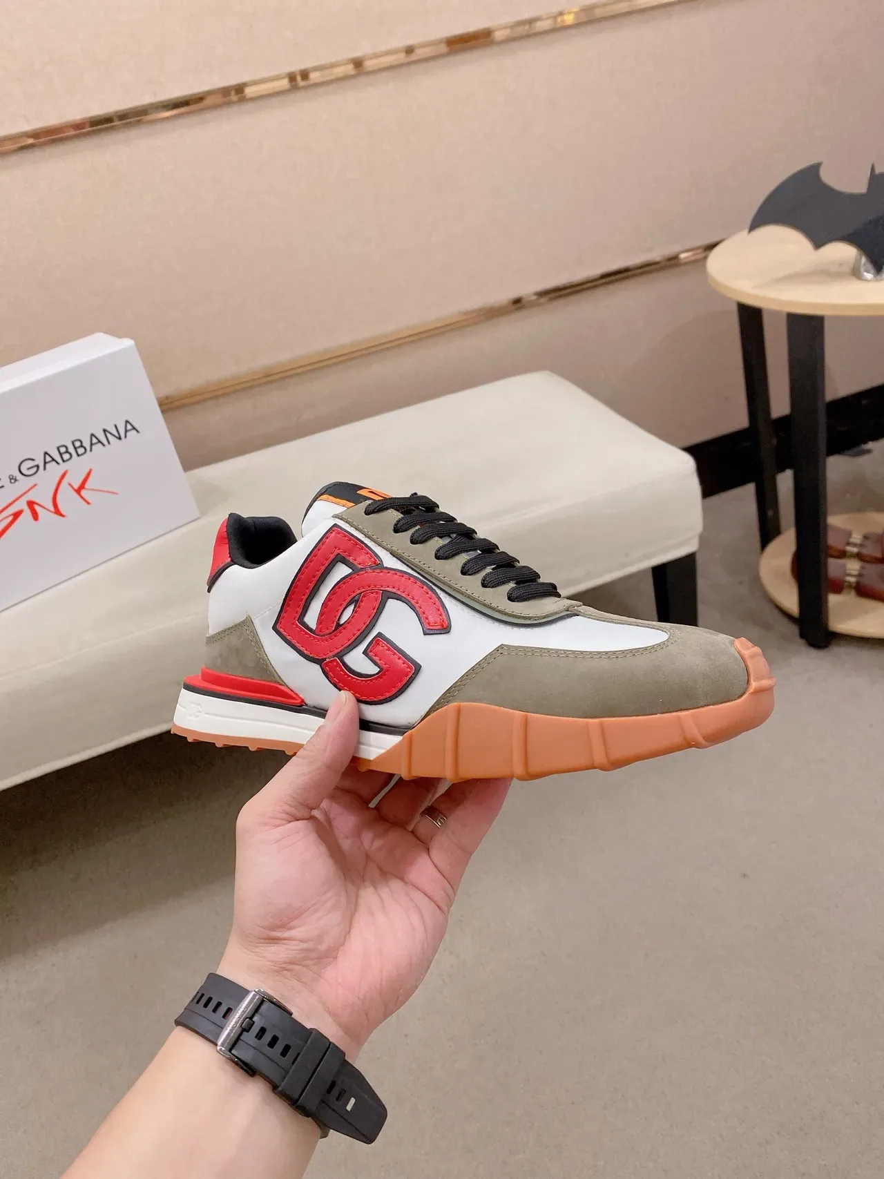 Dolce & Gabbana DG Logo White Olive Red Orange Lifestyle Sneaker 4