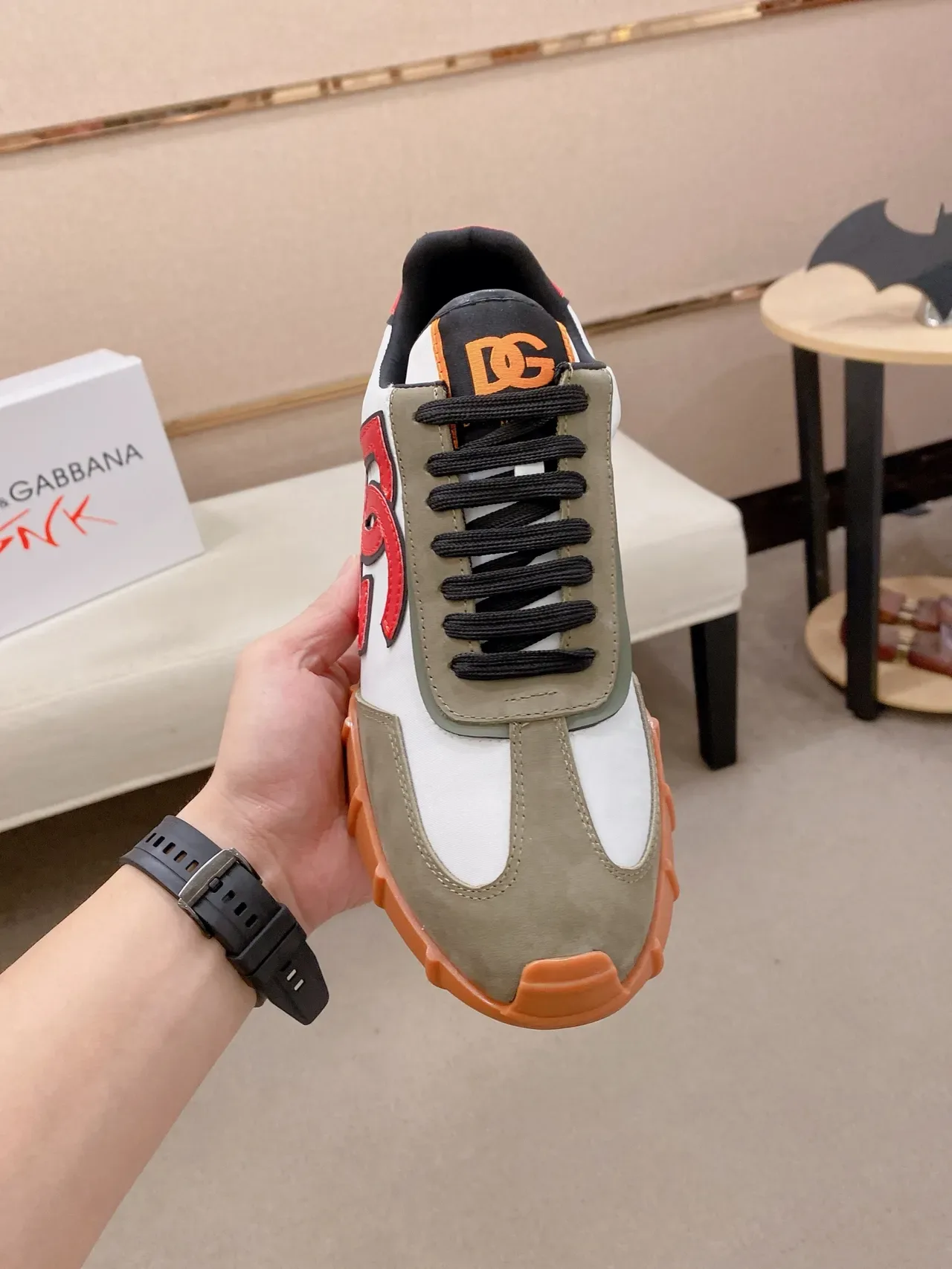 Dolce & Gabbana DG Logo White Olive Red Orange Lifestyle Sneaker 5