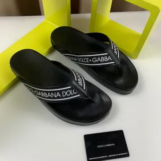 Dolce & Gabbana Logo-Band Platform Black White Strap Sole Slippers