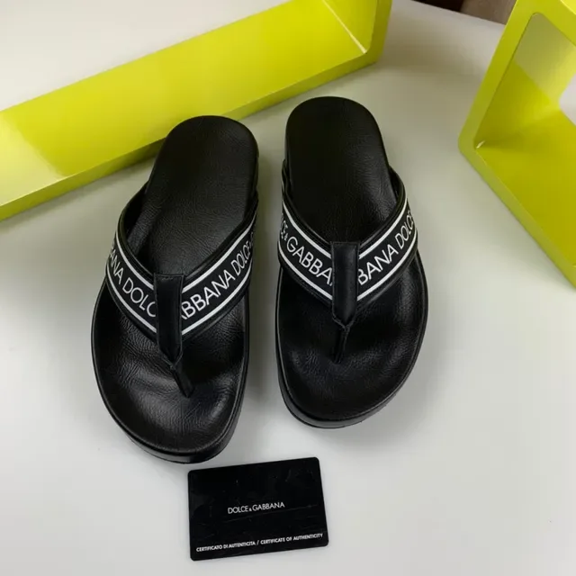 Dolce & Gabbana Logo-Band Platform Black White Strap Sole Slippers 2
