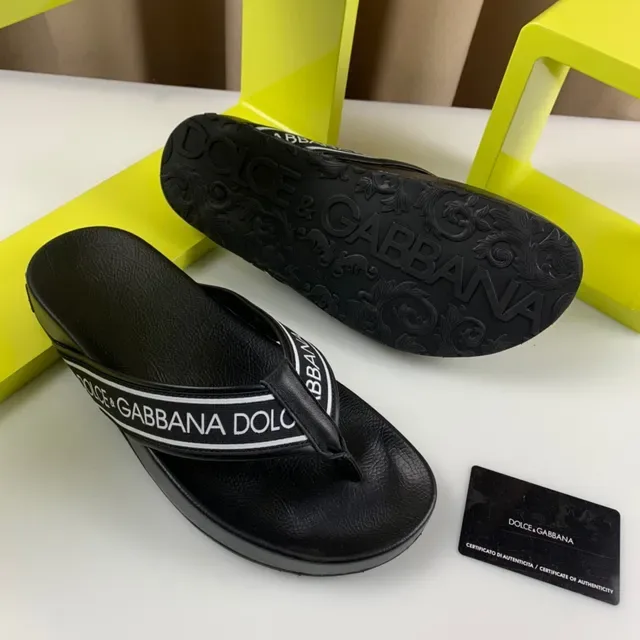 Dolce & Gabbana Logo-Band Platform Black White Strap Sole Slippers 4